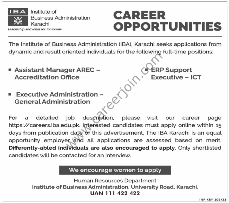 IBA Institute of Business Administration Jobs 2023