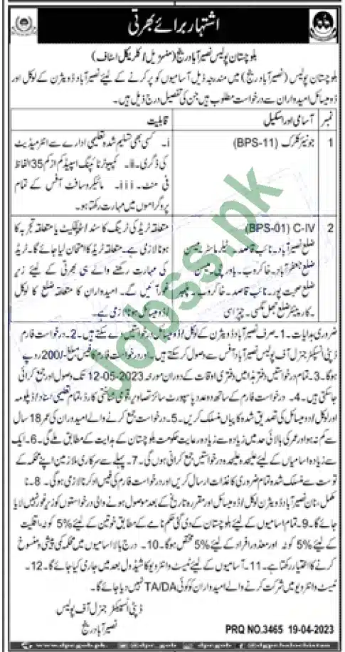 Police Jobs 2023 Advertisement Balochistan 3