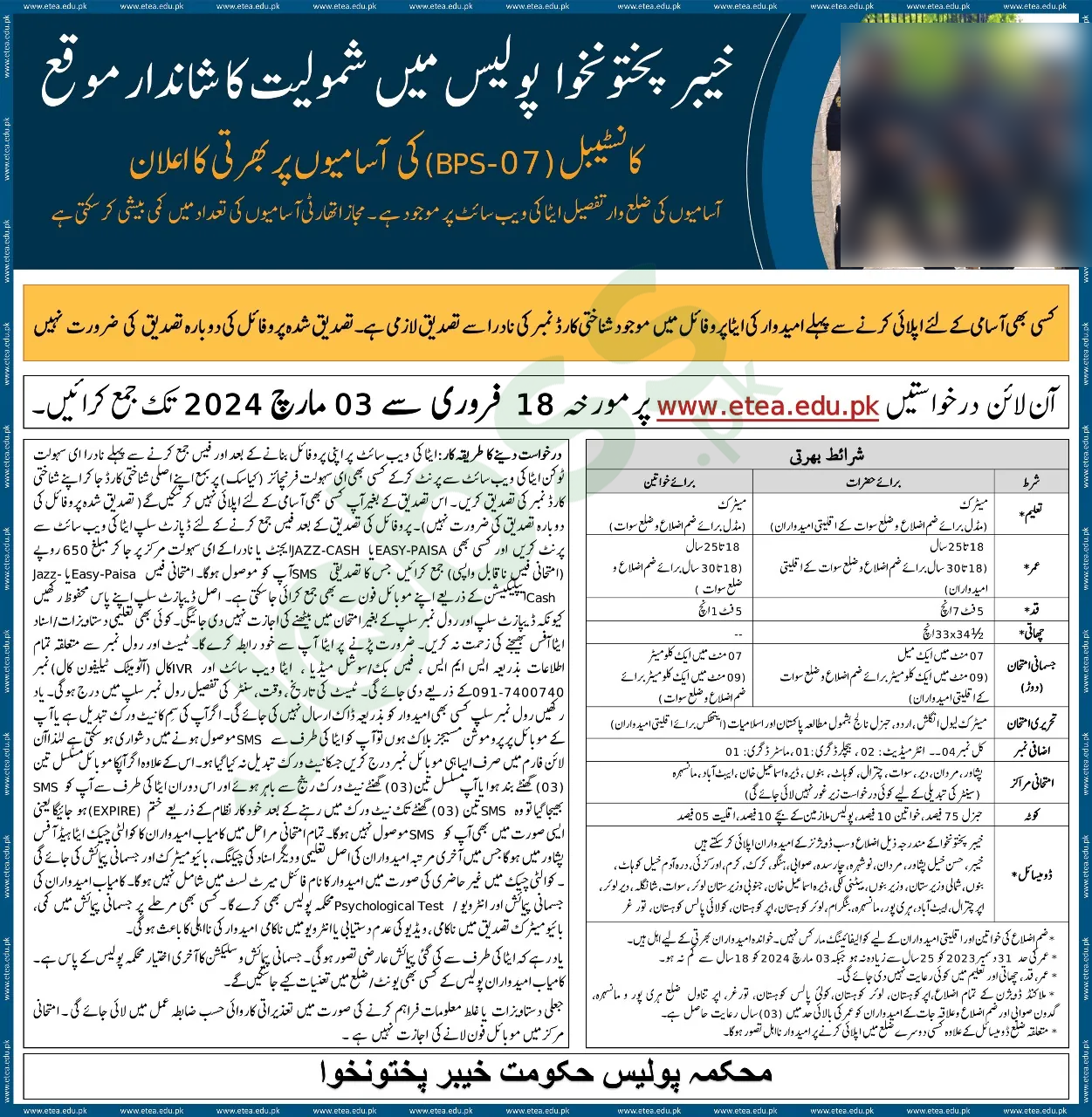 KPK Police Jobs Advertisement 2024