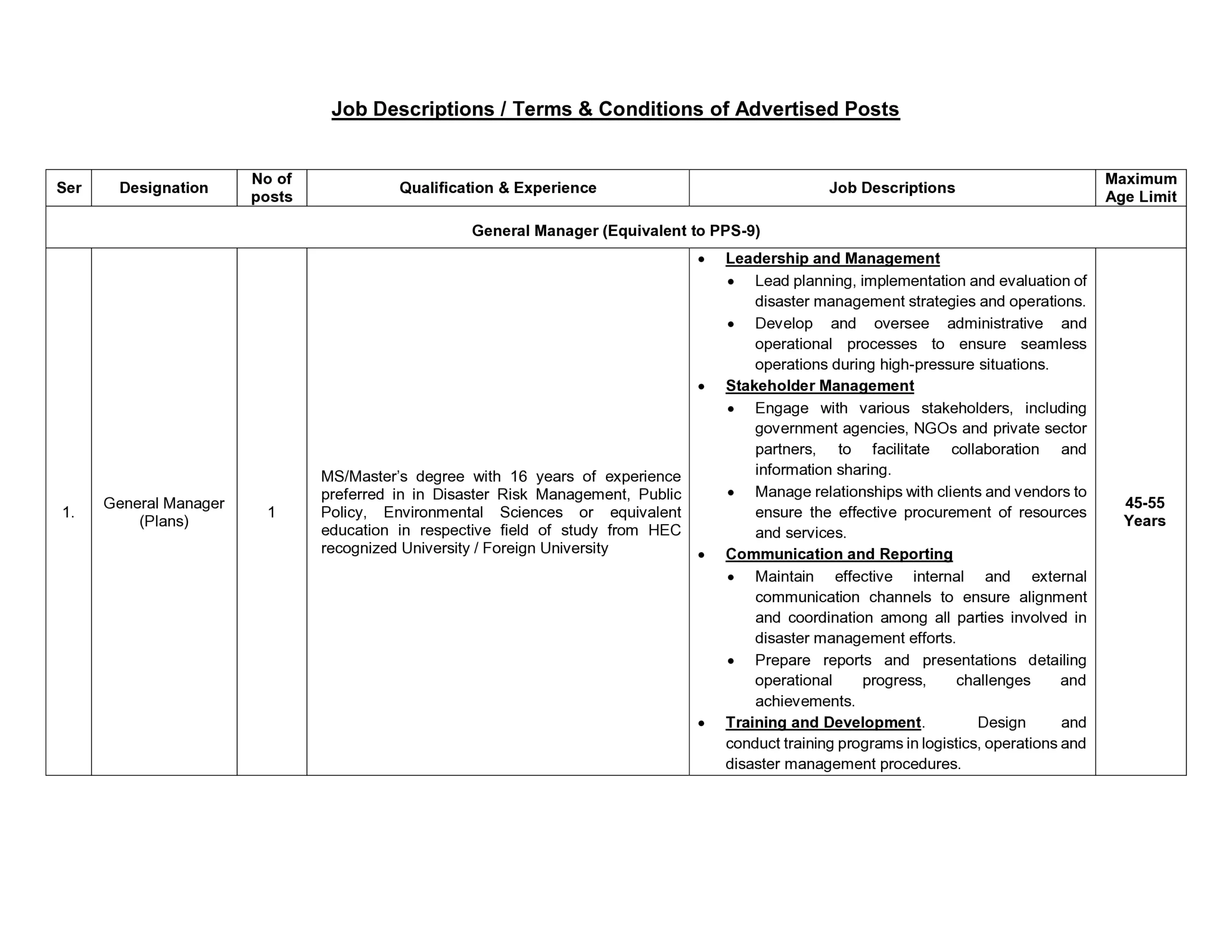 National Disaster Management Authority NDMA Jobs 2024 Pakistan