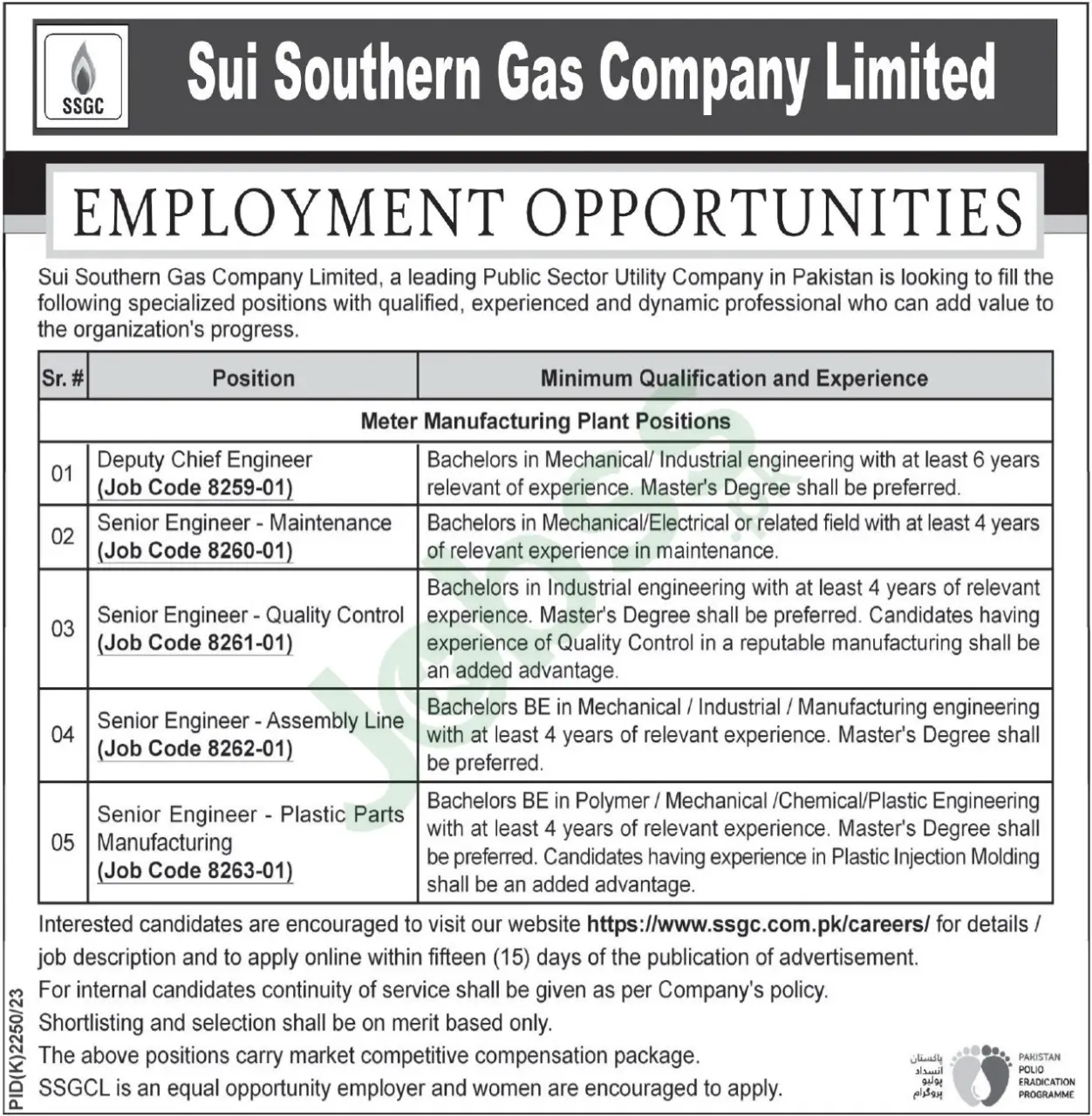 SSGC Jobs Advertisement 2024