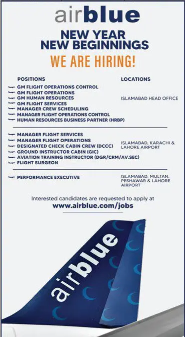 Air Blue Jobs Advertisement