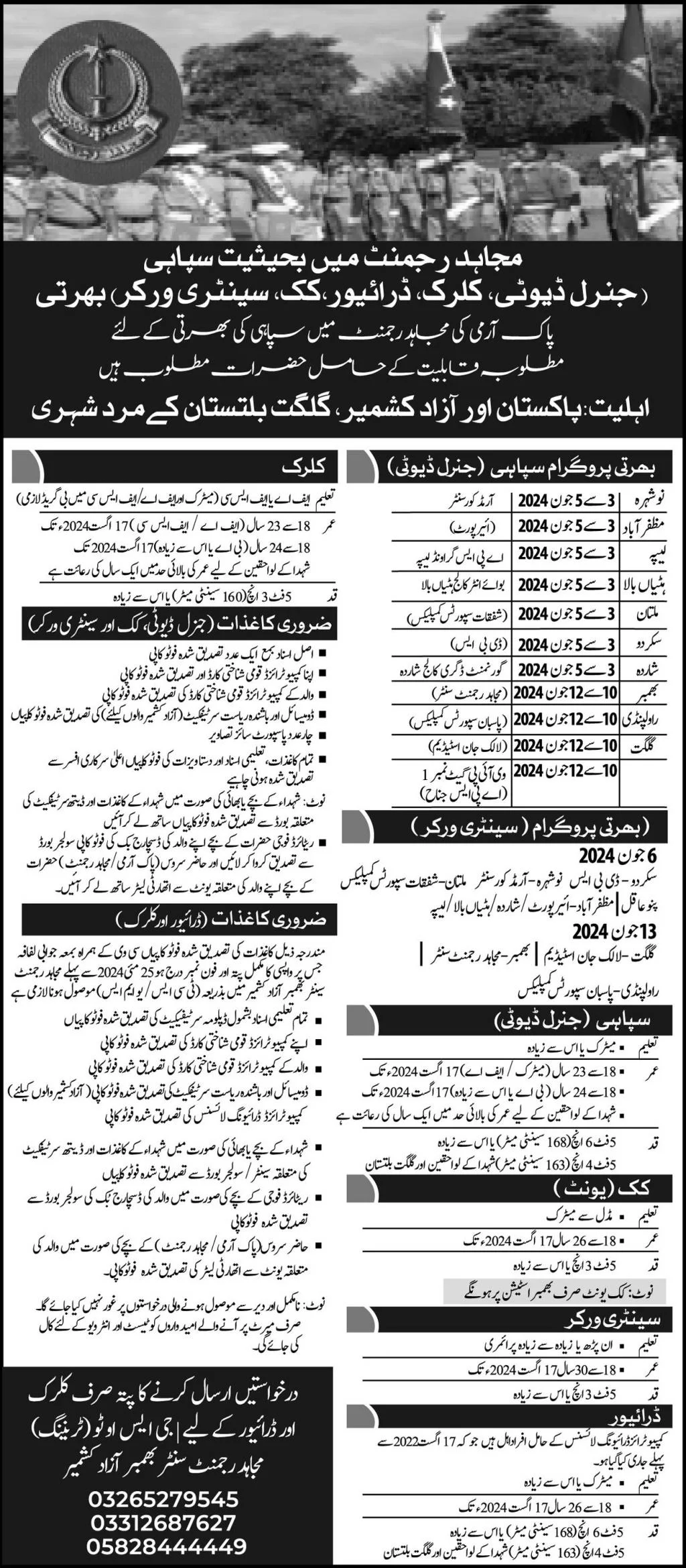 Mujahid Force Jobs 2024 Soldier Latest Advertisement