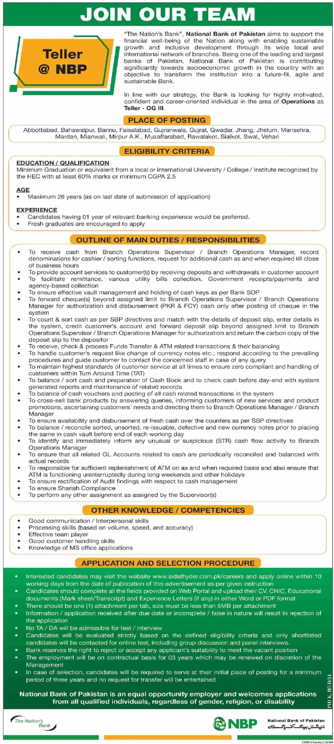 National Bank of Pakistan NBP Jobs 2024 Online Apply