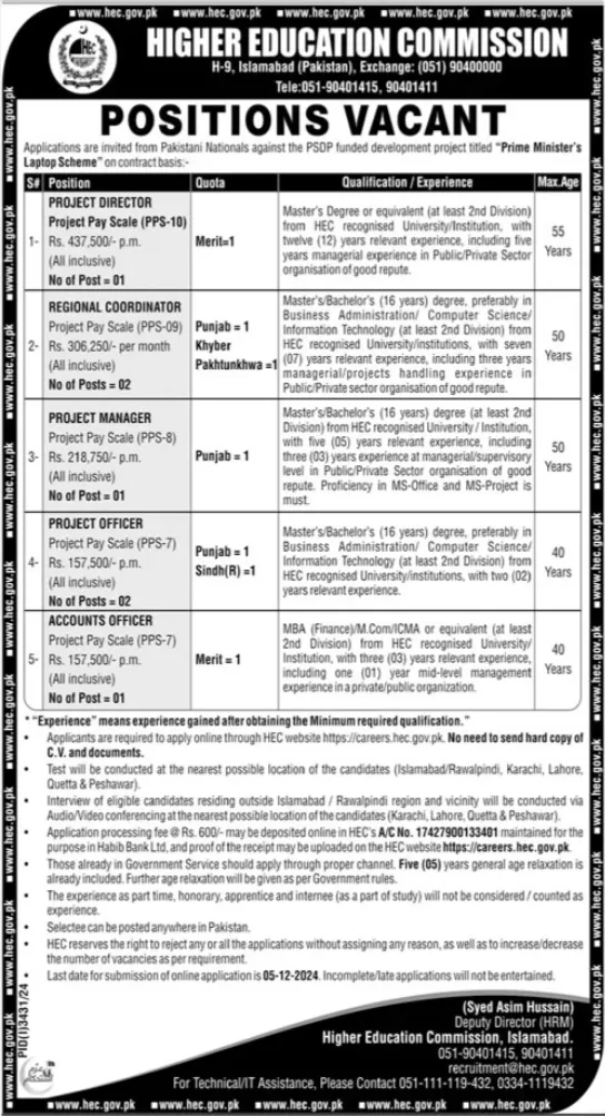 HEC Jobs 2024 Online Apply Latest Advertisement