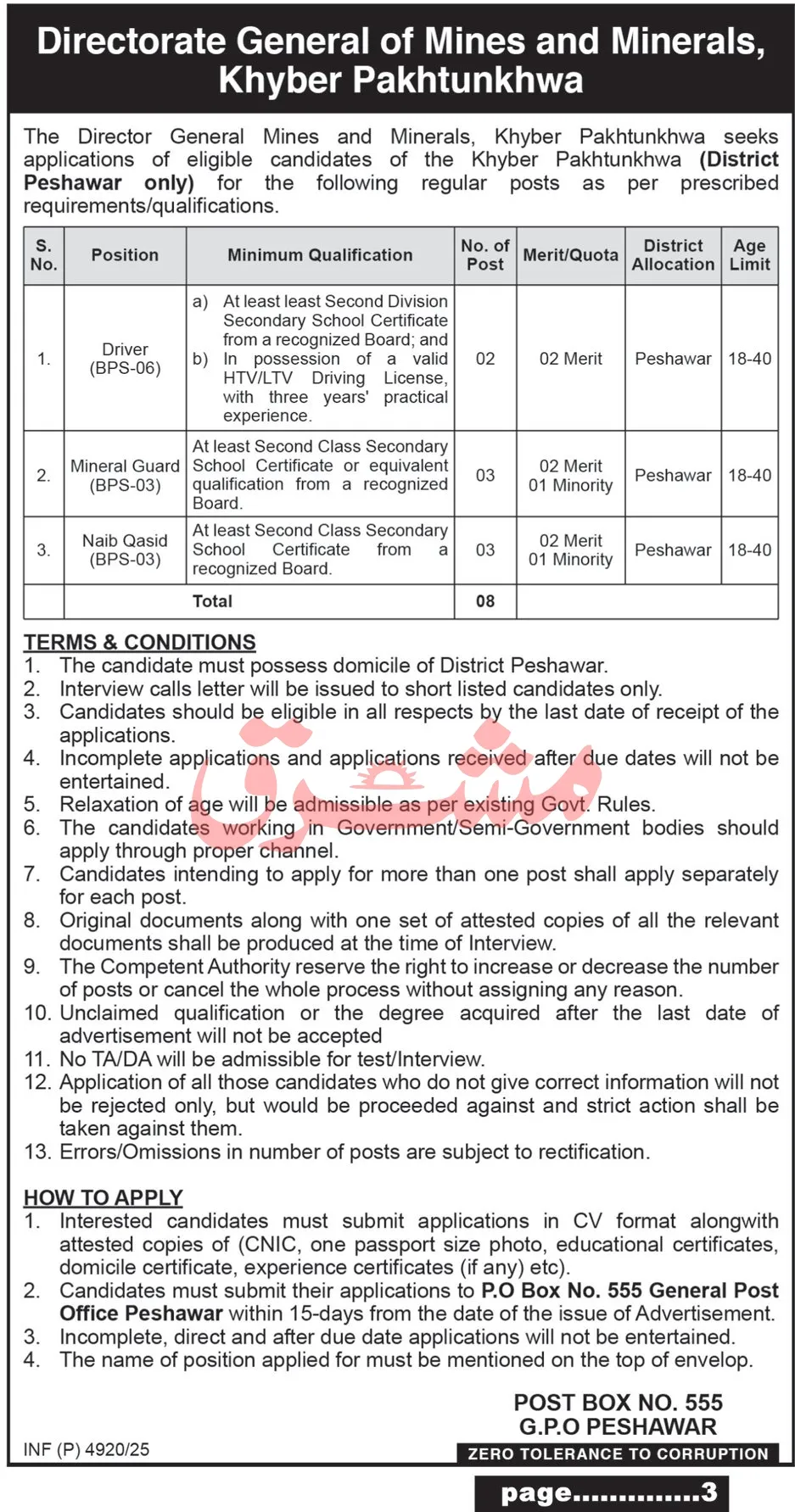 Public Sector Organization Jobs Advertisement 2025 Peshawar