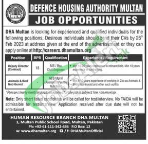 DHA Multan Jobs 2023 Advertisement